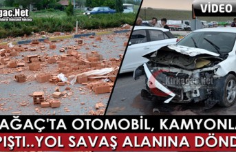 OTOMOBİL, KAMYONLA ÇARPIŞTI..YOL SAVAŞ ALANINA...