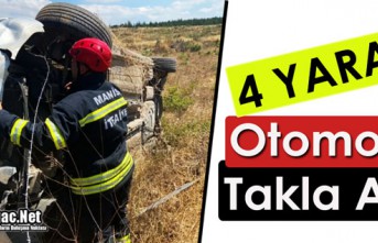 OTOMOBİL TAKLA ATTI 4 YARALI