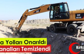 OVA YOLLARI ONARILDI, SU KANALLARI TEMİZLENDİ