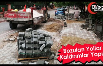 KIRKAĞAÇ'TA BOZULAN YOLLAR ve KALDIRIMLAR YAPILIYOR