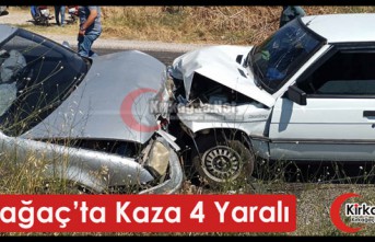 KIRKAĞAÇ’TA İKİ OTOMOBİL KAFA KAFAYA ÇARPIŞTI 4 YARALI