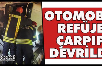 OTOMOBİL REFÜJE ÇARPTI 1 YARALI