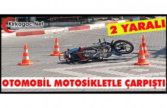 KIRKAĞAÇ’TA OTOMOBİL MOTOSİKLETLE ÇARPIŞTI 2 YARALI
