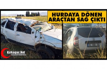 HURDAYA DÖNEN ARAÇTAN SAĞ ÇIKTI