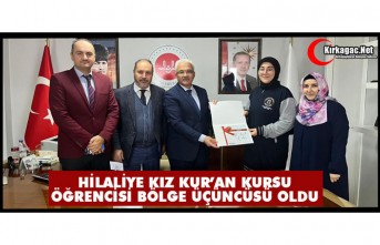 HİLALİYE KIZ KUR’AN KURSU ÖĞRENCİSİ BÖLGE ÜÇÜNCÜSÜ OLDU