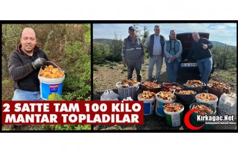 KIRKAĞAÇ’TA 2 SAATTE 100 KİLO MANTAR TOPLADILAR
