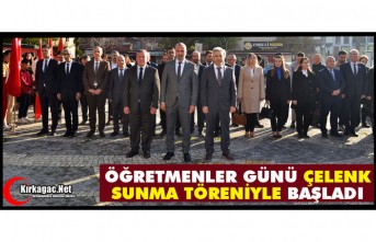 ÖĞRETMENLER GÜNÜ ÇELENK SUNMA TÖRENİYLE BAŞLADI