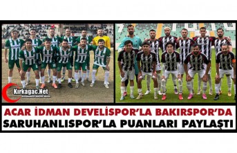 ACAR İDMAN ve BAKIRSPOR HAFTAYI BİRER PUANLA KAPATTI
