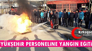 BÜYÜKŞEHİR PERSONELİNE YANGIN EĞİTİMİ VERİLDİ