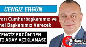 CENGİZ ERGÜN'DEN “ÇATI ADAY“ AÇIKLAMASI