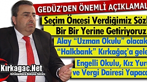 GEDÜZ'DEN ÖNEMLİ AÇIKLAMALAR