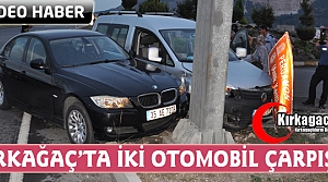 KIRKAĞAÇ’TA İKİ OTOMOBİL ÇARPIŞTI 2 YARALI(VİDEO)