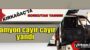 KIRKAĞAÇ’TA KAMYON CAYIR CAYIR YANDI