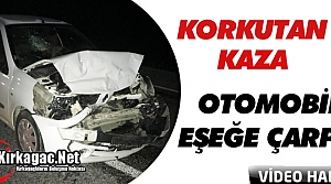 KIRKAĞAÇ’TA OTOMOBİL EŞEĞE ÇARPTI(VİDEO)