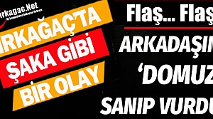 KIRKAĞAÇ’TA ŞAKA GİBİ OLAY..ARKADAŞINI DOMUZ SANIP VURDU