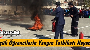 KÜÇÜK ÖĞRENCİLERİN YANGIN TATBİKATI HEYECANI