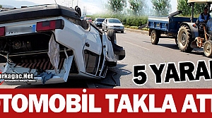 OTOMOBİL TAKLA ATTI 5 YARALI