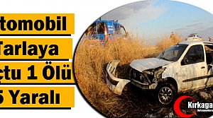 OTOMOBİL TARLAYA UÇTU 1 ÖLÜ 5 YARALI