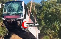 18 KİŞİNİN YARALANDIĞI KAZAYA KARIŞAN OTOBÜS KALDIRILDI