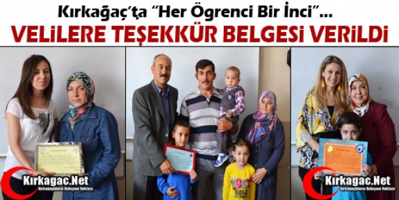 VELİLERE TEŞEKKÜR BELGESİ VERİLDİ